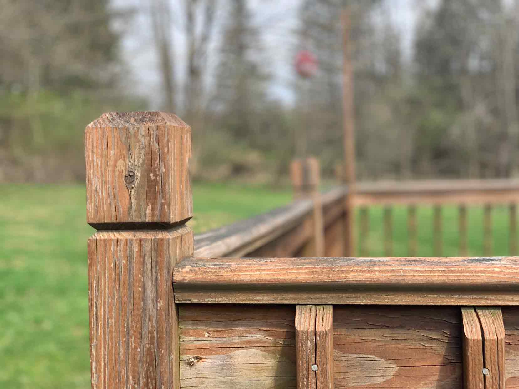 closeup of deck railing