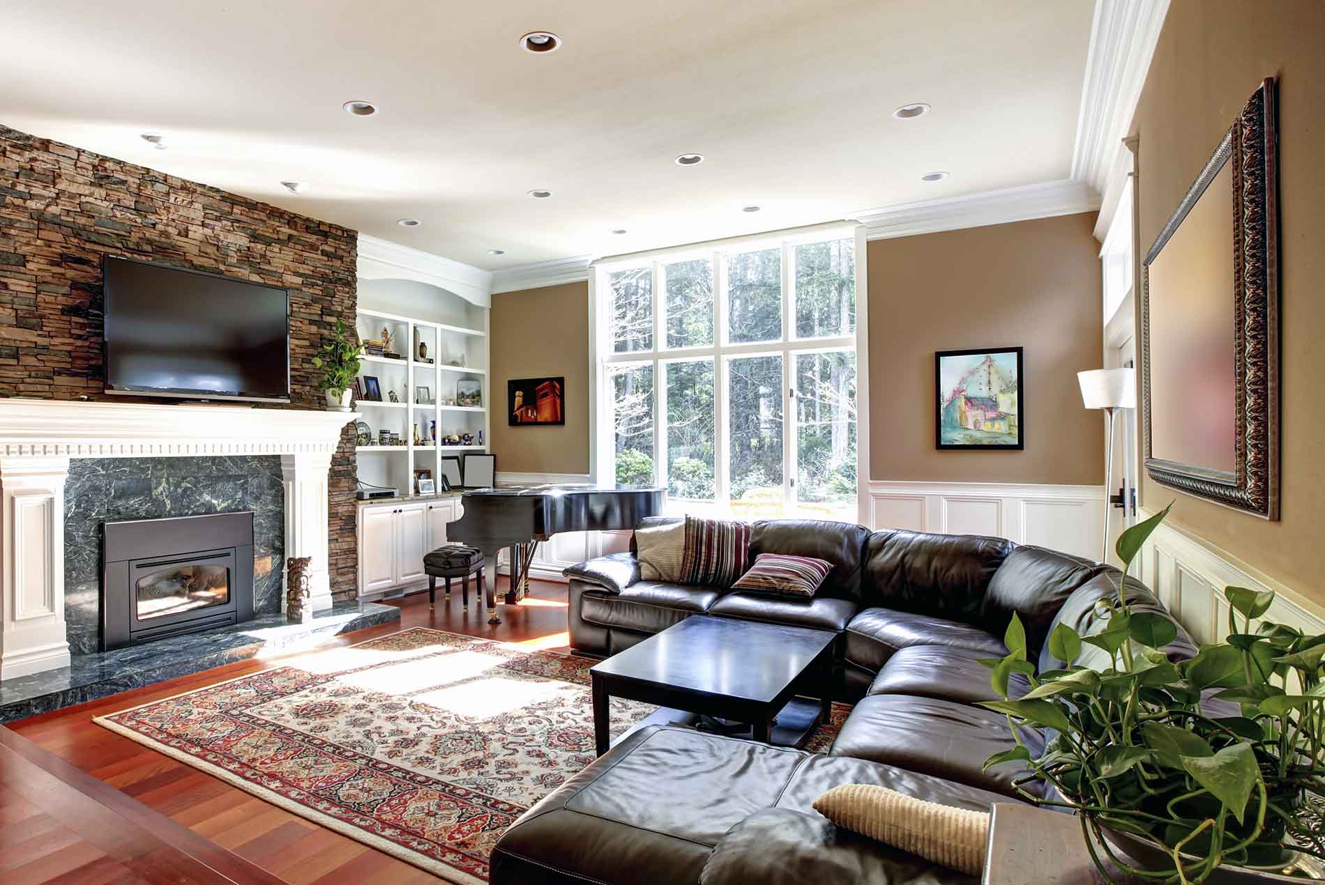 formal living room with crown molding